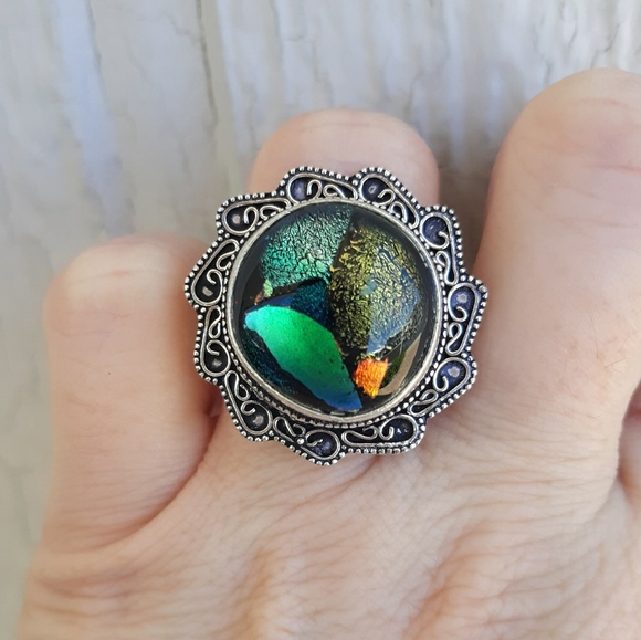 New Dichoric Glass 925 Silver Ring. - Picture 5 of 8